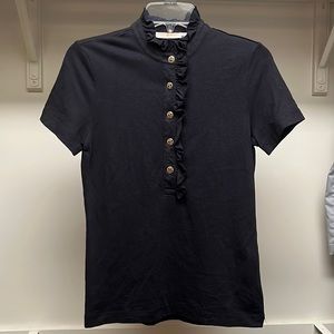 Tory Burch Lidia Short Sleeve Ruffle Polo